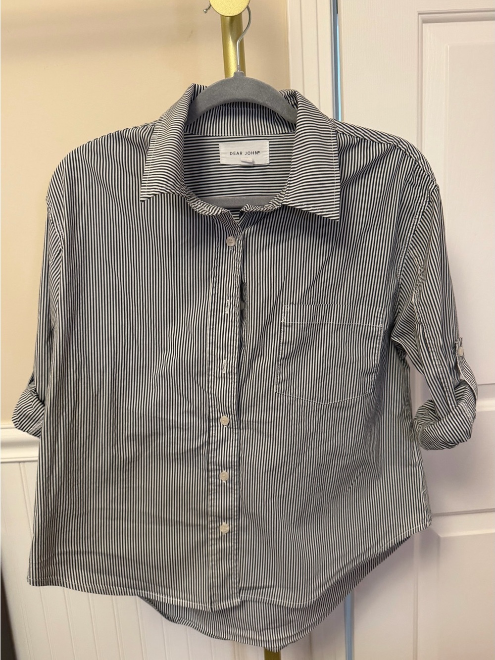DEAR JOHN Blue & White Pinstripe Button-Up Shirt